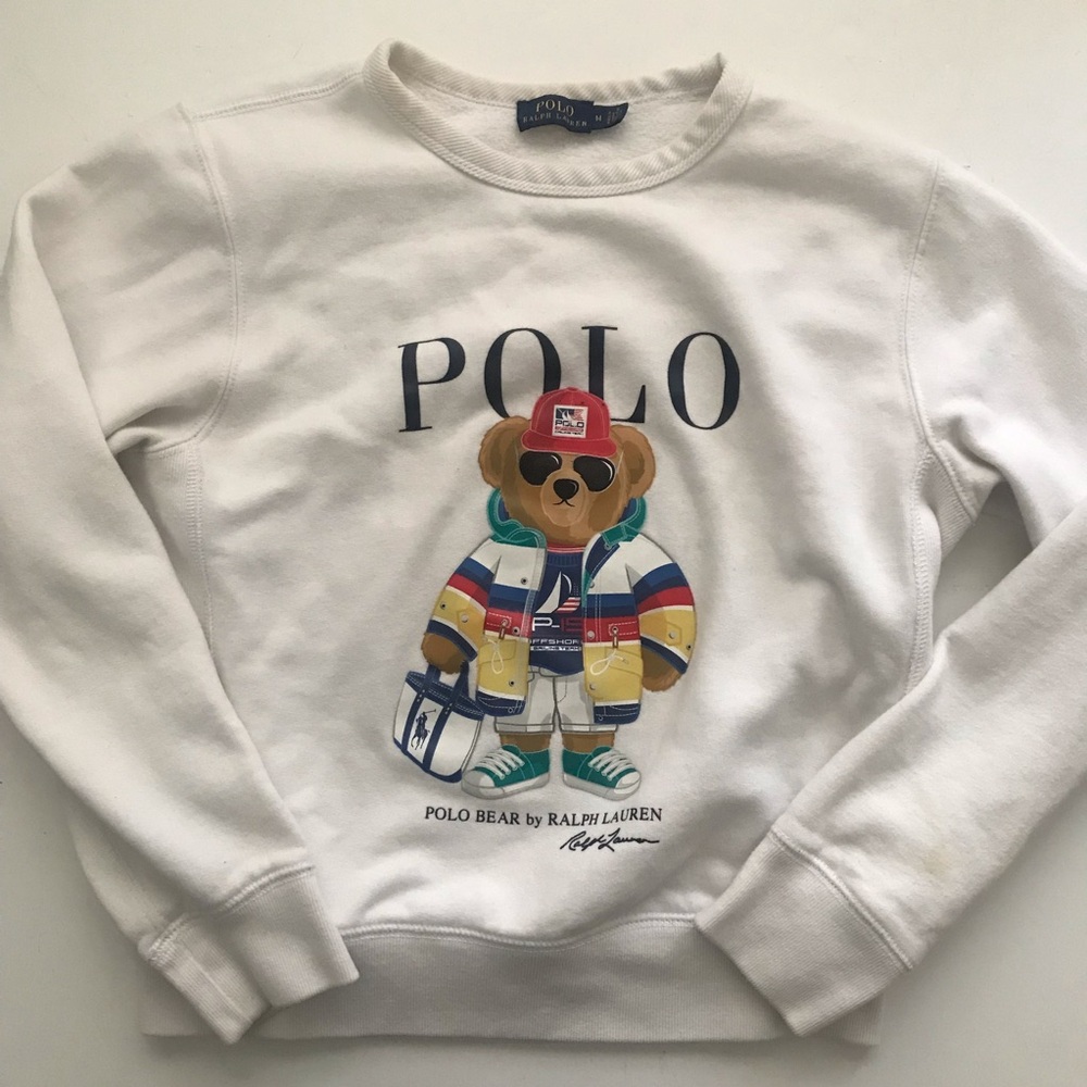 Polo by Ralph Lauren White Crewneck Sweatshirt with Polo Bear Graphic